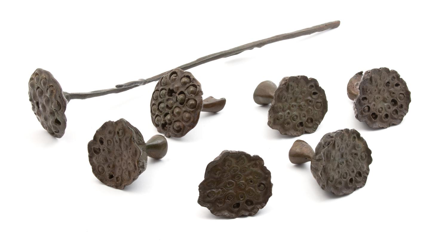 A Set of Seven French Bronze Models of Lotus Pods — Moulie, Paris, 20TH CENTURY