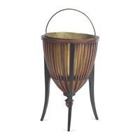 A Regency Inlaid, Parcel-Ebonized and Brass-Lined Mahogany and Satinwood Jardiniere