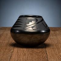Blackware Pottery Bowl, with Gunmetal Finish