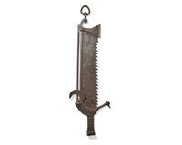 A Wrought Iron Fireplace Trammel, French, Dated "1834"