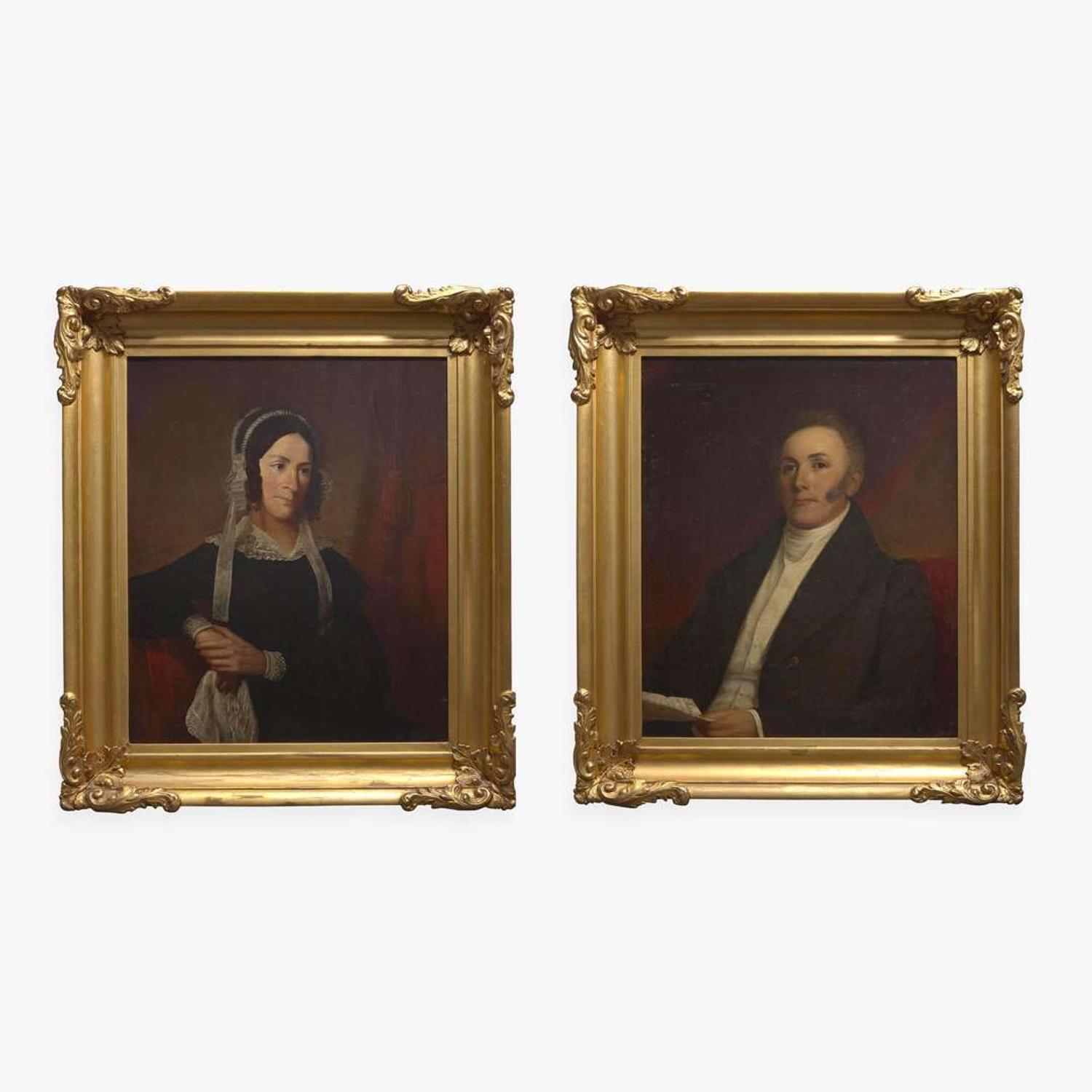 George W. Conarroe (1803-1882) A Pair of Portraits: Mr. & Mrs. Henry Richards of Philadelphia, PA, dated "1834"