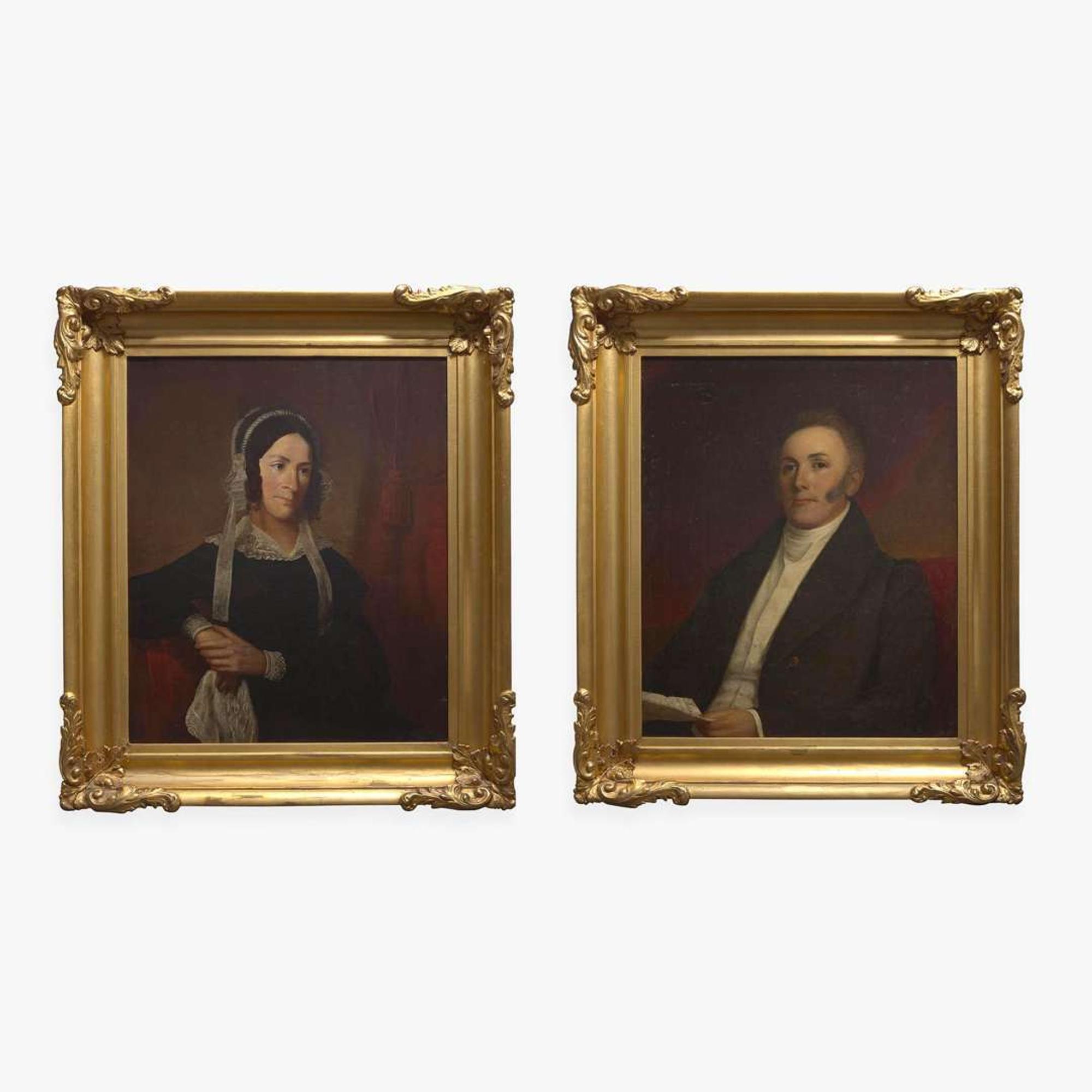 George W. Conarroe (1803-1882) A Pair of Portraits: Mr. & Mrs. Henry Richards of Philadelphia, PA, dated "1834"