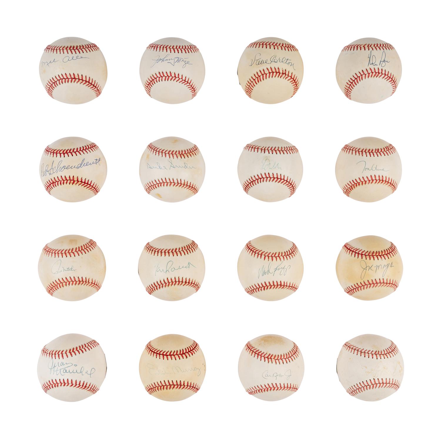 A Massive Group of 58 Single Signed Autograph Hall of Fame Baseballs (Beckett Authentication Services Certified),