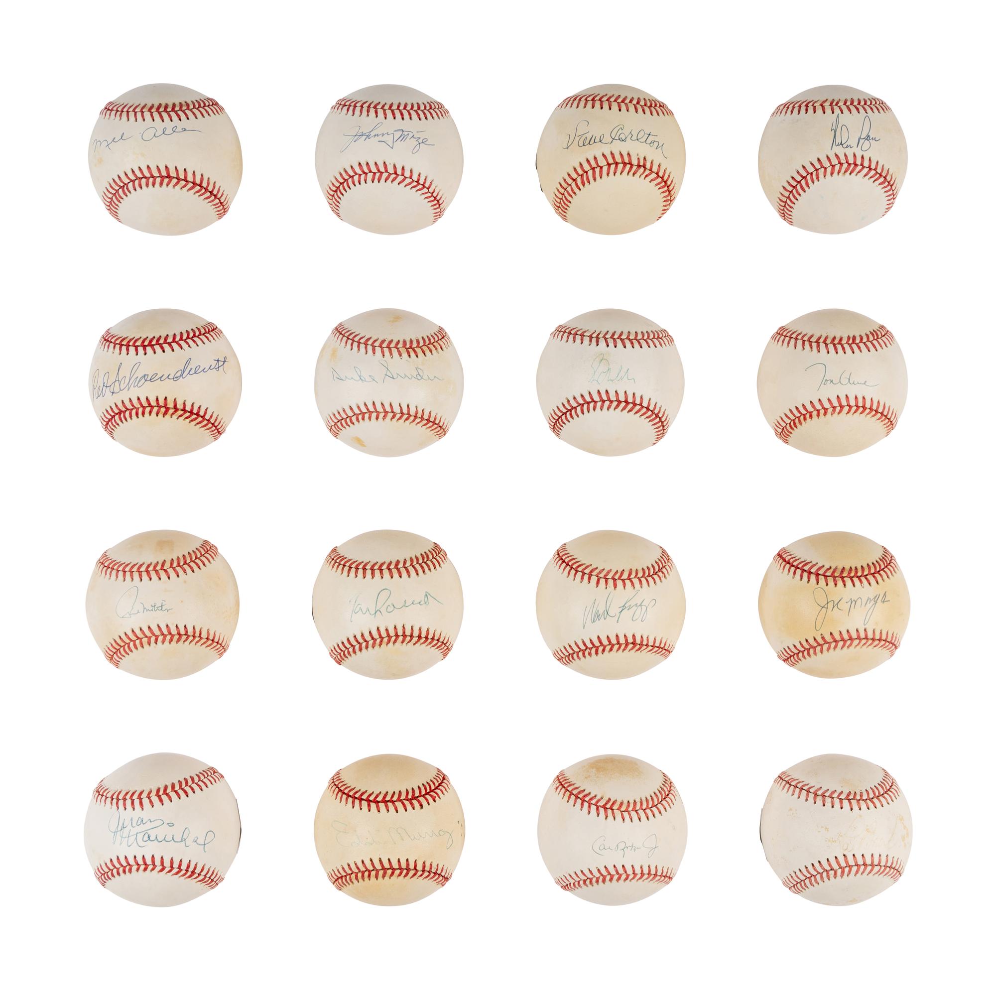 A Massive Group of 58 Single Signed Autograph Hall of Fame Baseballs (Beckett Authentication Services Certified),