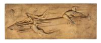 A Continental Gilt Bronze Relief Plaque Height 8 1/4 x width 22 inches.