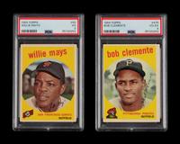 A Group of PSA Graded 1959 Topps Baseball Cards Including Mays and Clemente