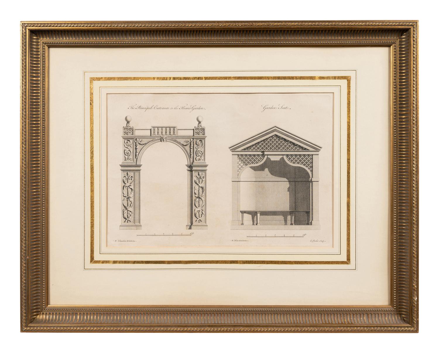 A Collection of Fifteen Engravings with Hand-Coloring of Architectural and Military Scenes