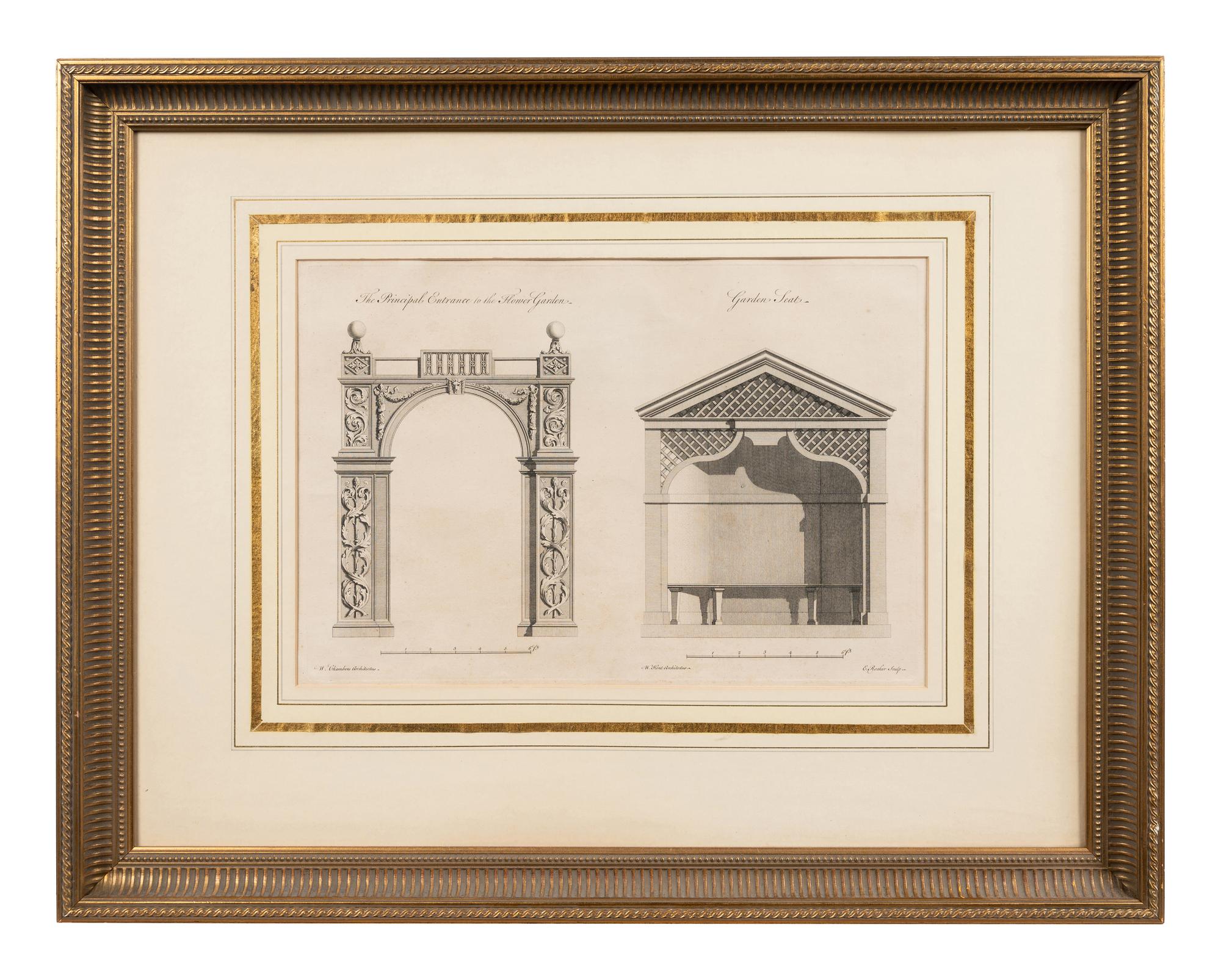 A Collection of Fifteen Engravings with Hand-Coloring of Architectural and Military Scenes