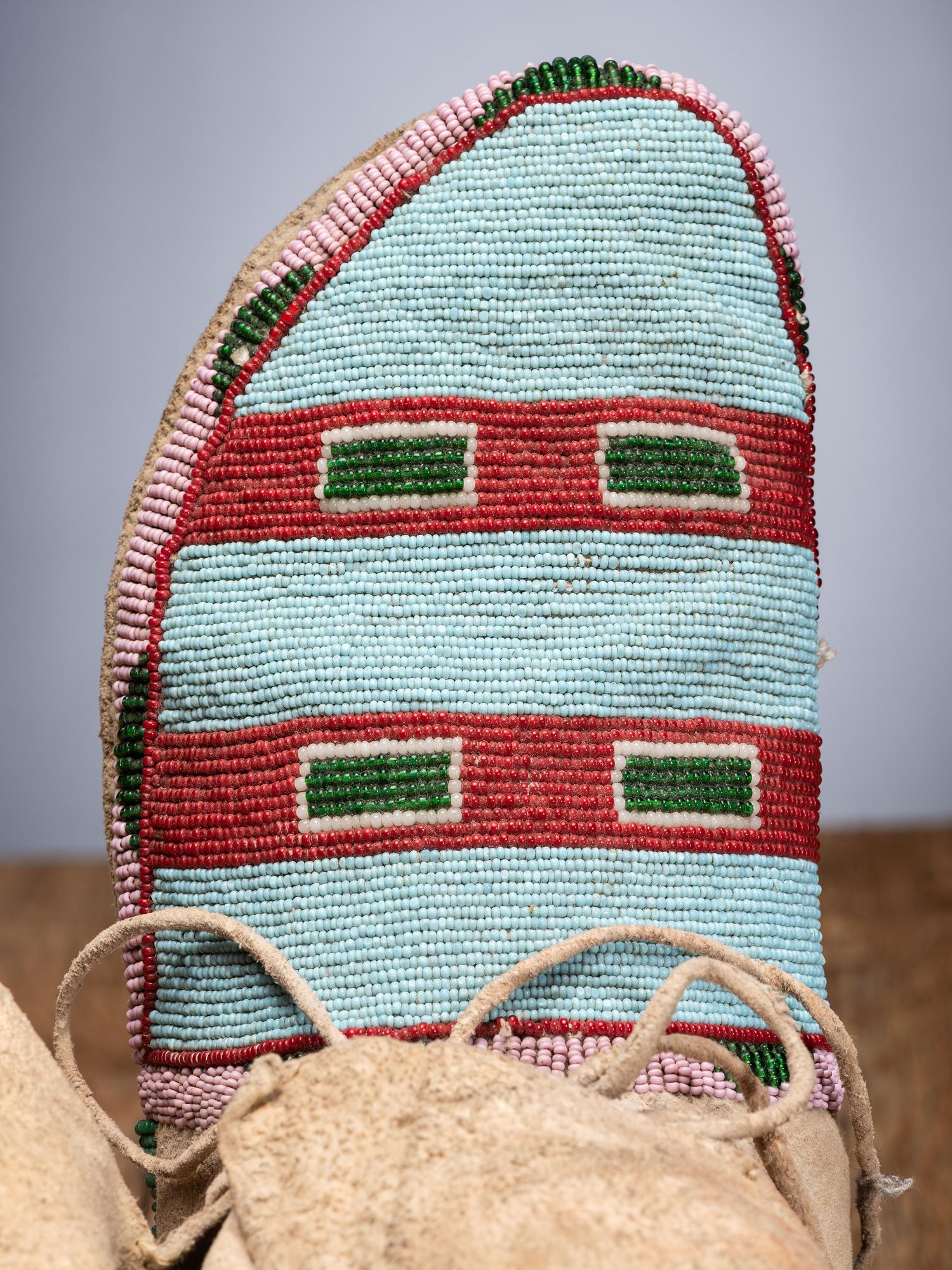 Crow Beaded Hide Hightop Moccasins