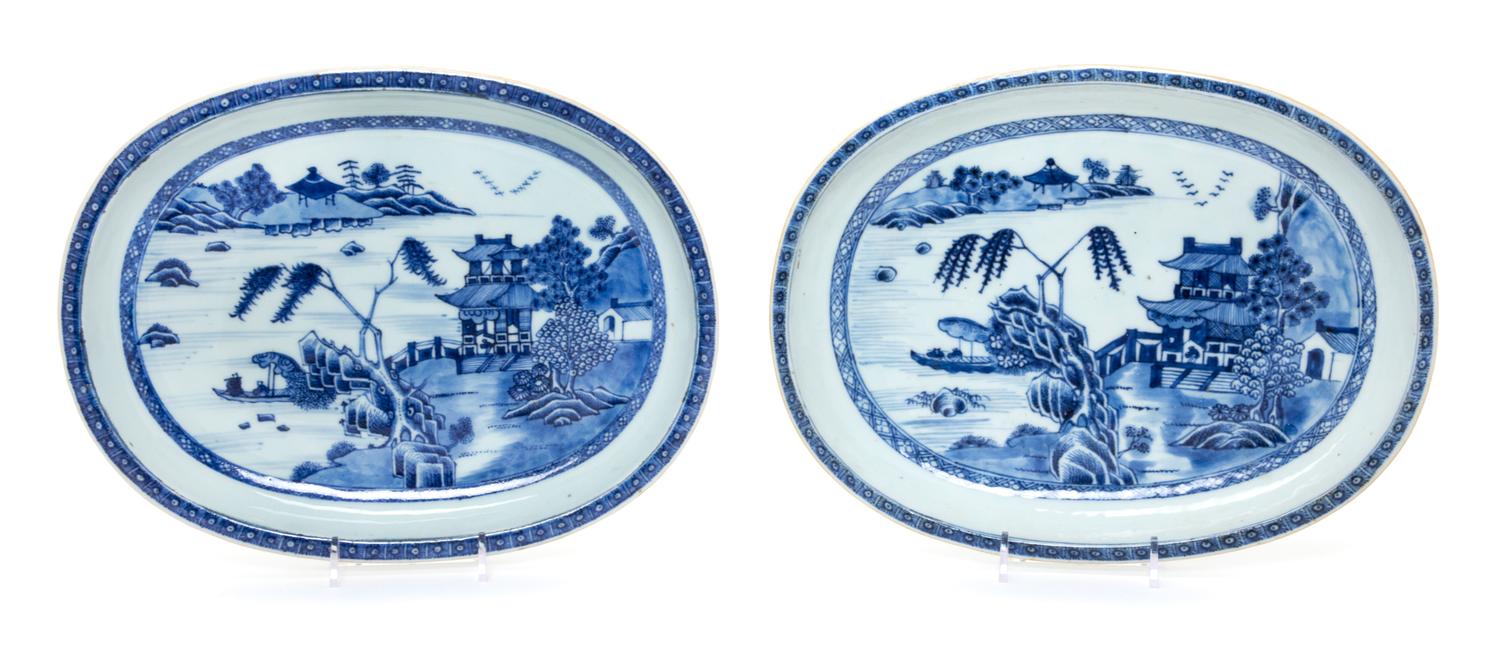 Two Canton Export Porcelain Platters Width 11 1/2 inches. — 19TH CENTURY