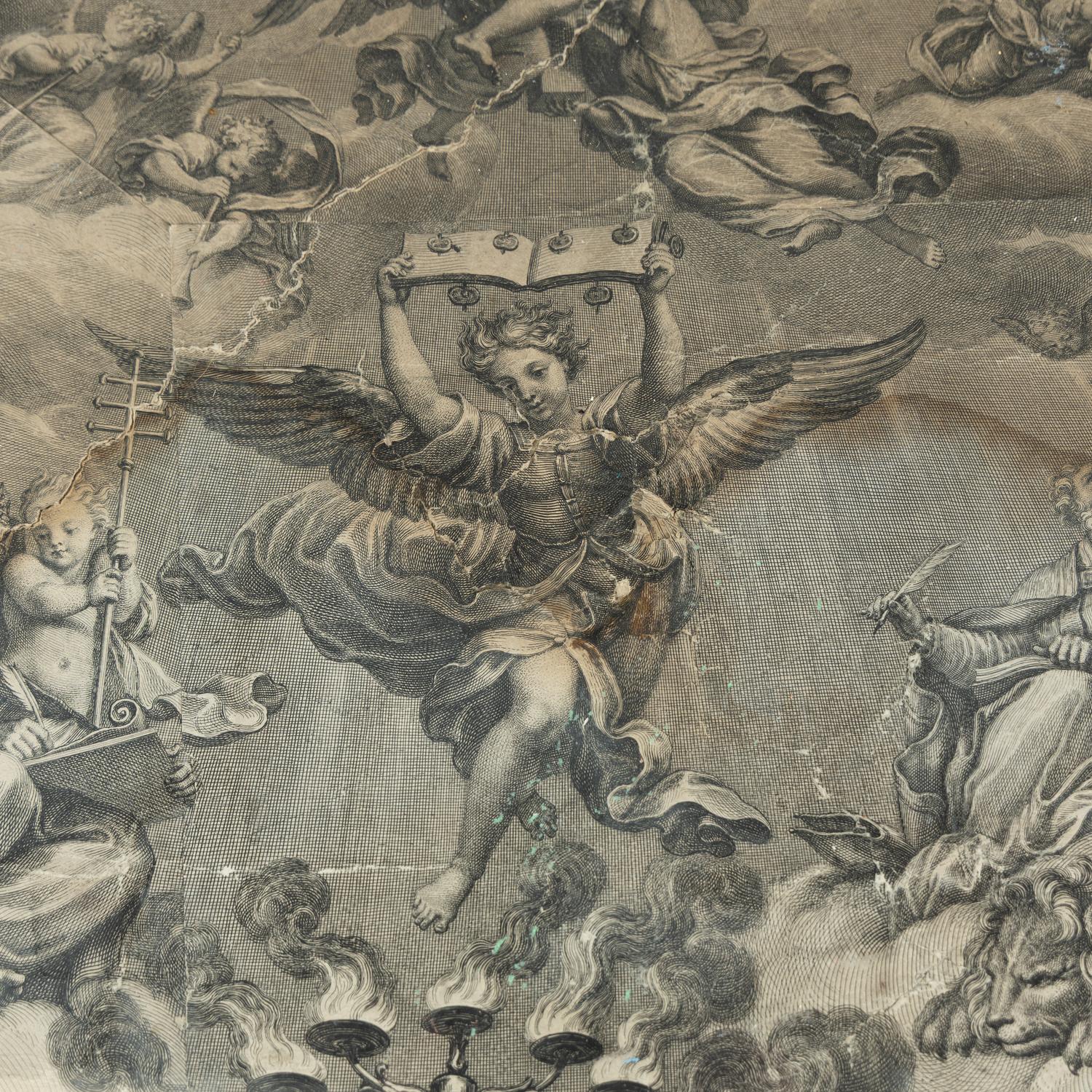 An Italian Baroque Style Silvered Wood and Engraving-Inset Center Table