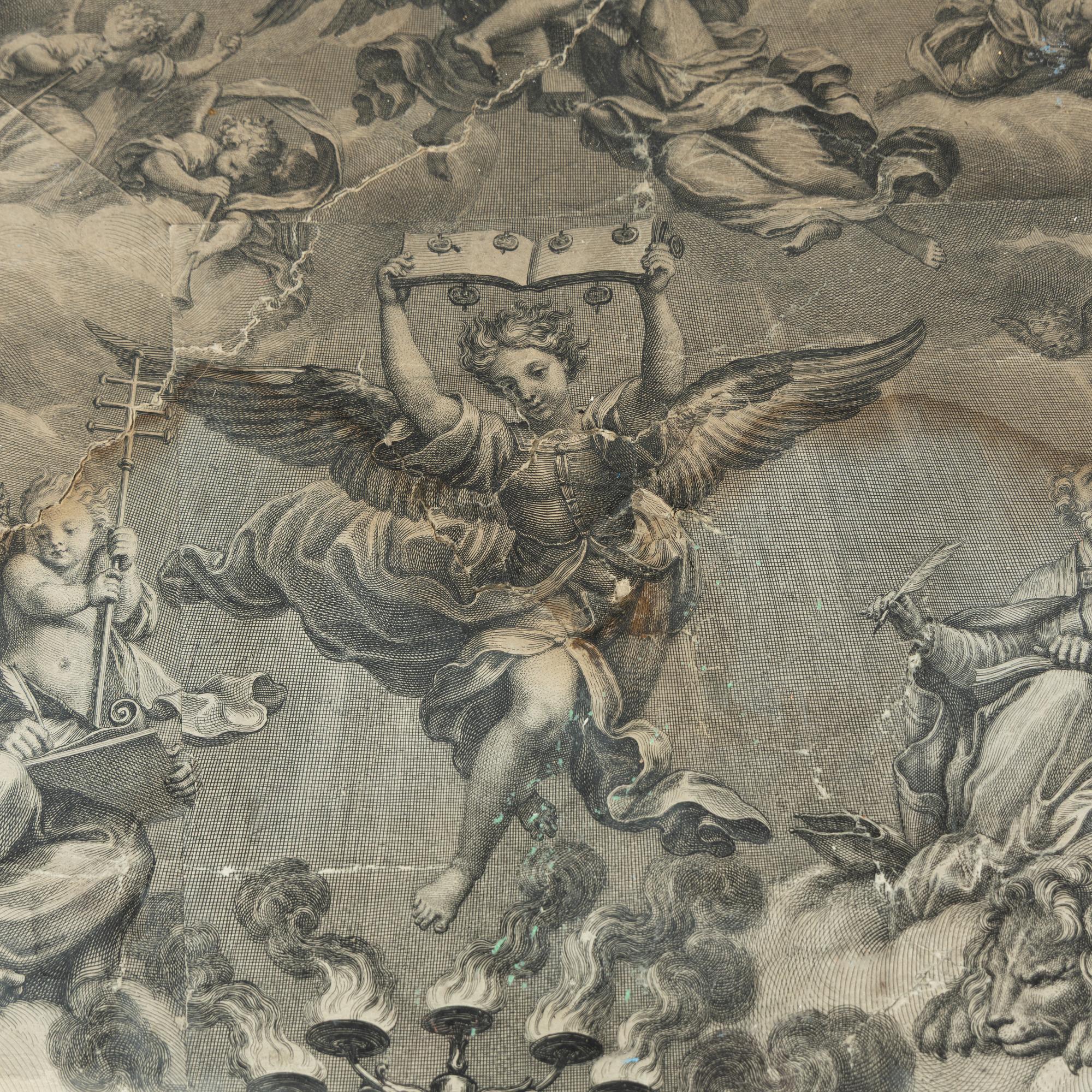 An Italian Baroque Style Silvered Wood and Engraving-Inset Center Table