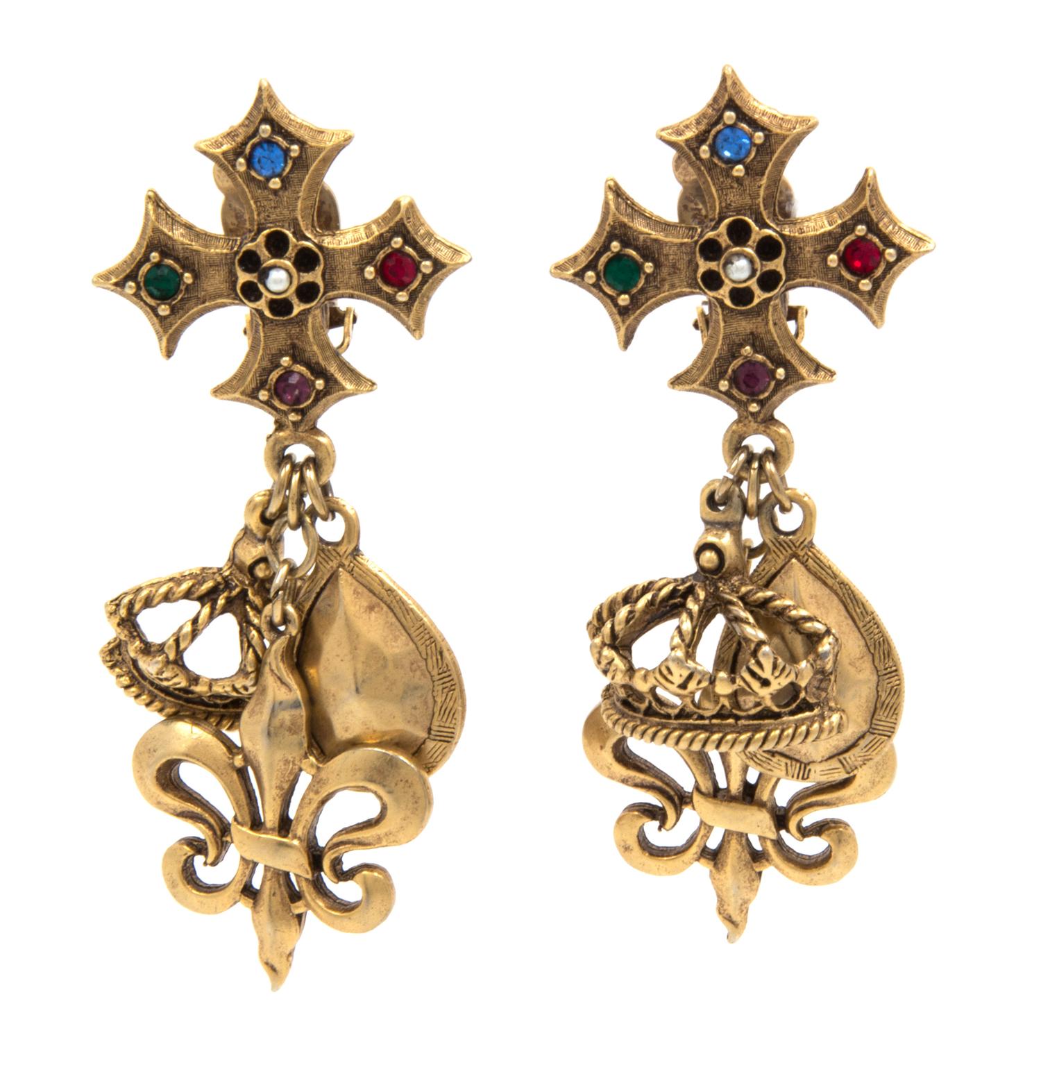 A Pair of Royal Motif Earclips,