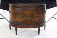 An English Painted Leather-Clad Oak Chest