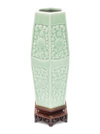 Two Chinese Molded Celadon Glazed Porcelain Articles