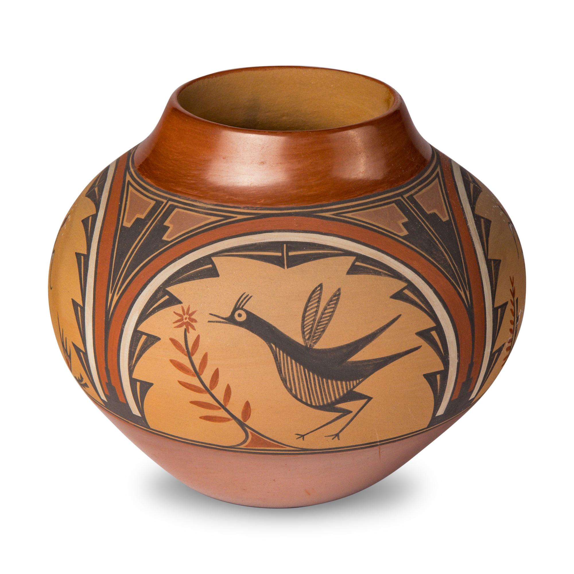 Dominique and Maxine Toya (Jemez, 1971-2023 / b. 1948) — Polychrome Jar, with Birds and Cornstalks