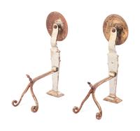 A Pair of Art Deco Chromed Metal Andirons