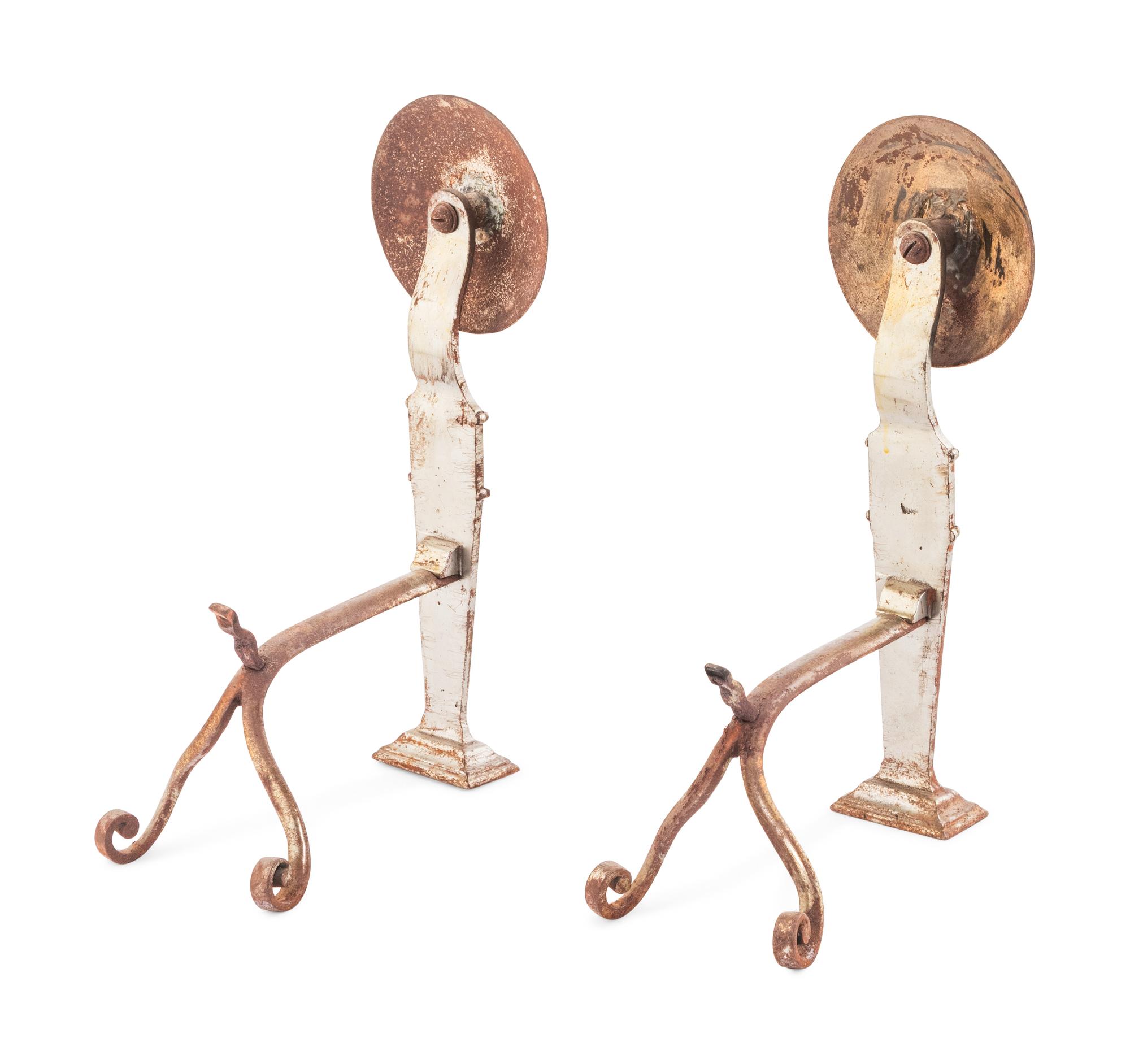 A Pair of Art Deco Chromed Metal Andirons
