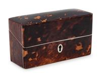 An English Tortoise Shell Veneered Scent Bottle Caddy