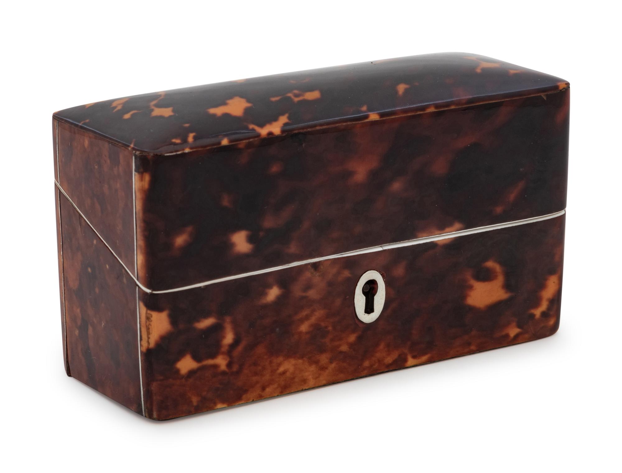 An English Tortoise Shell Veneered Scent Bottle Caddy