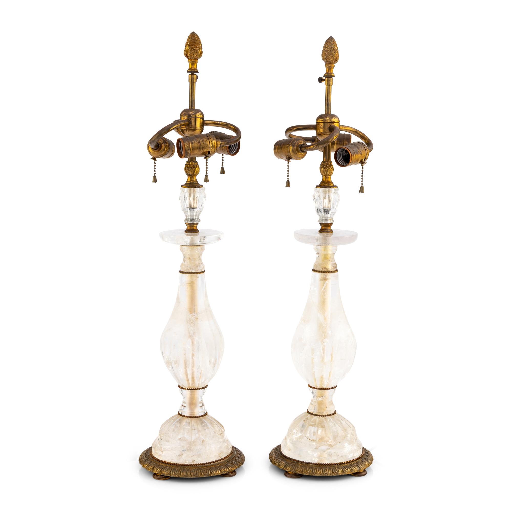 A Pair of Rock Crystal Table Lamps