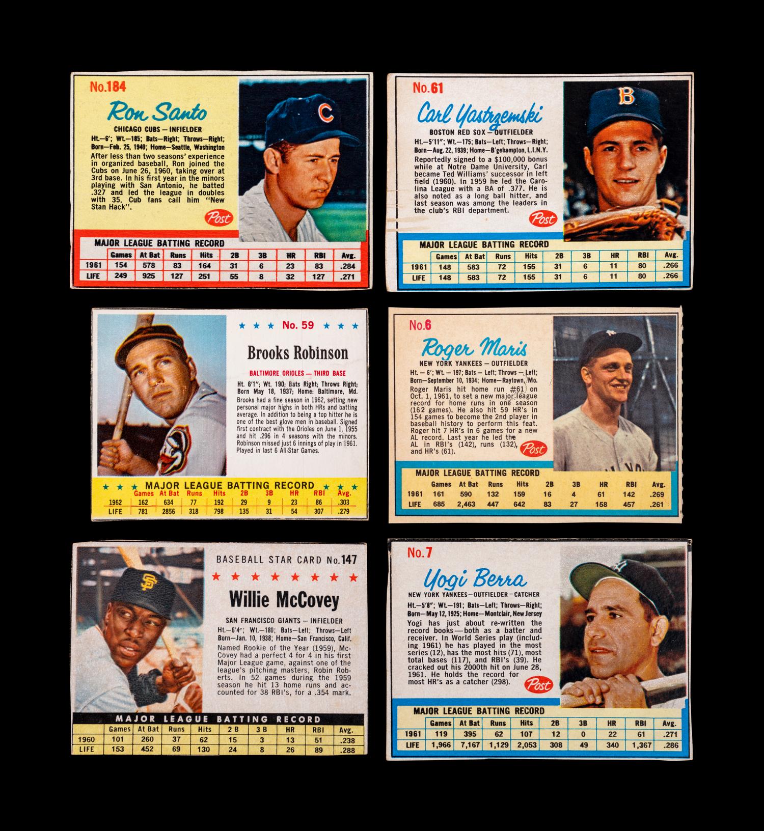 A Group of 48 1960s Post Cereal Baseball Cards Including Hall of Famers and Stars,