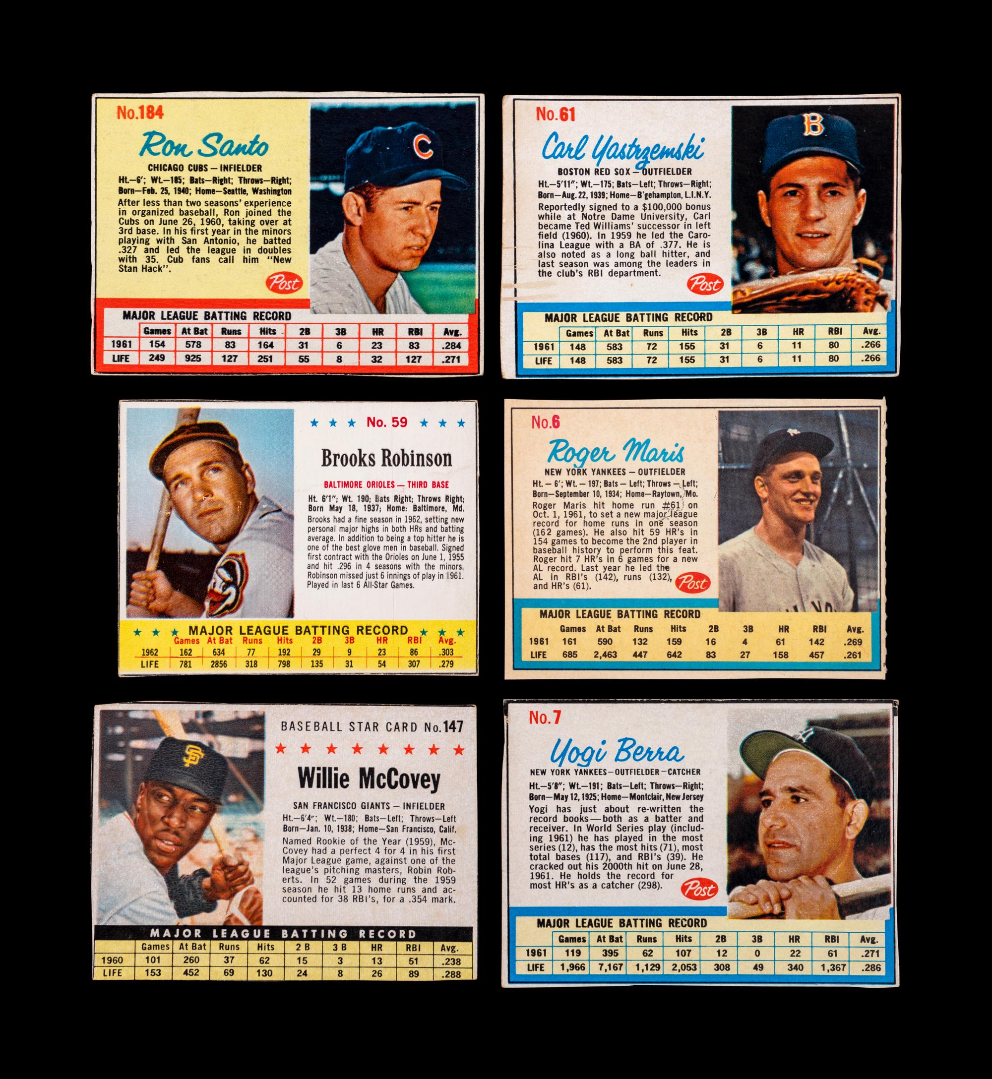A Group of 48 1960s Post Cereal Baseball Cards Including Hall of Famers and Stars,