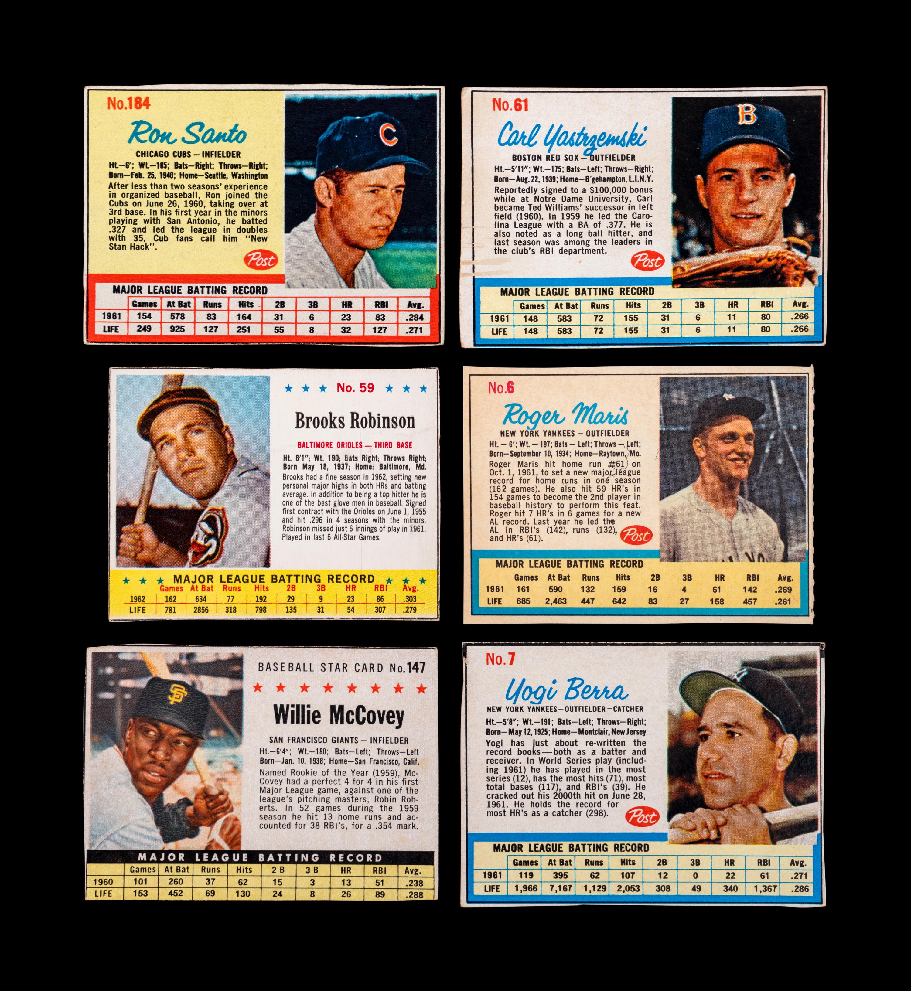 A Group of 48 1960s Post Cereal Baseball Cards Including Hall of Famers and Stars,