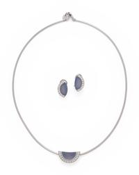 MOVADO, WHITE GOLD, BLUE CHALCEDONY AND DIAMOND SET
