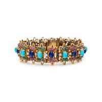 TURQUOISE, LAPIS LAZULI, EMERALD, RUBY, AND DIAMOND BRACELET