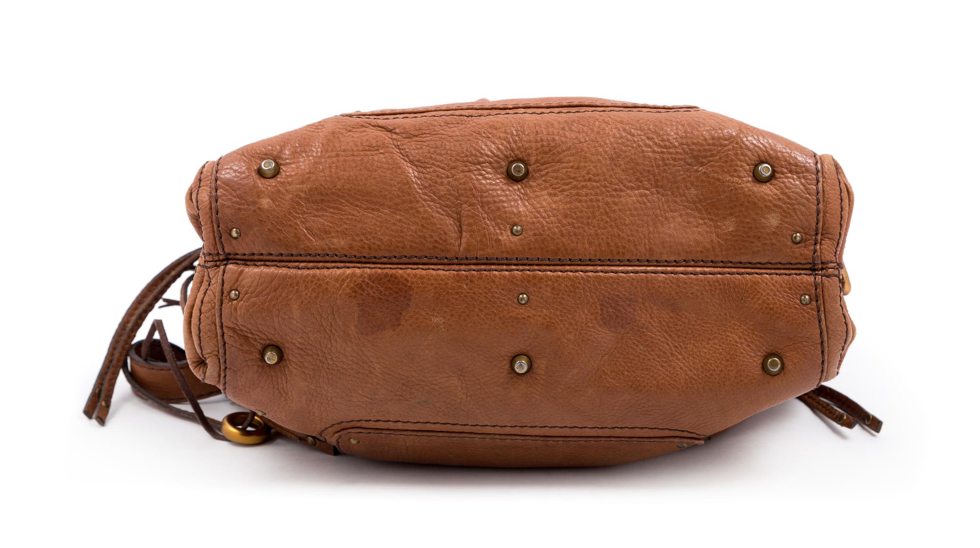 A Chloe Brown Paddington Shoulder Bag, 11.75" H x 11.75" W x 5.25" D; Strap drop: 11.5".