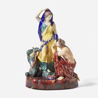 A Wedgwood Majolica "Isaak and Rebekah" Group UK, circa 1870