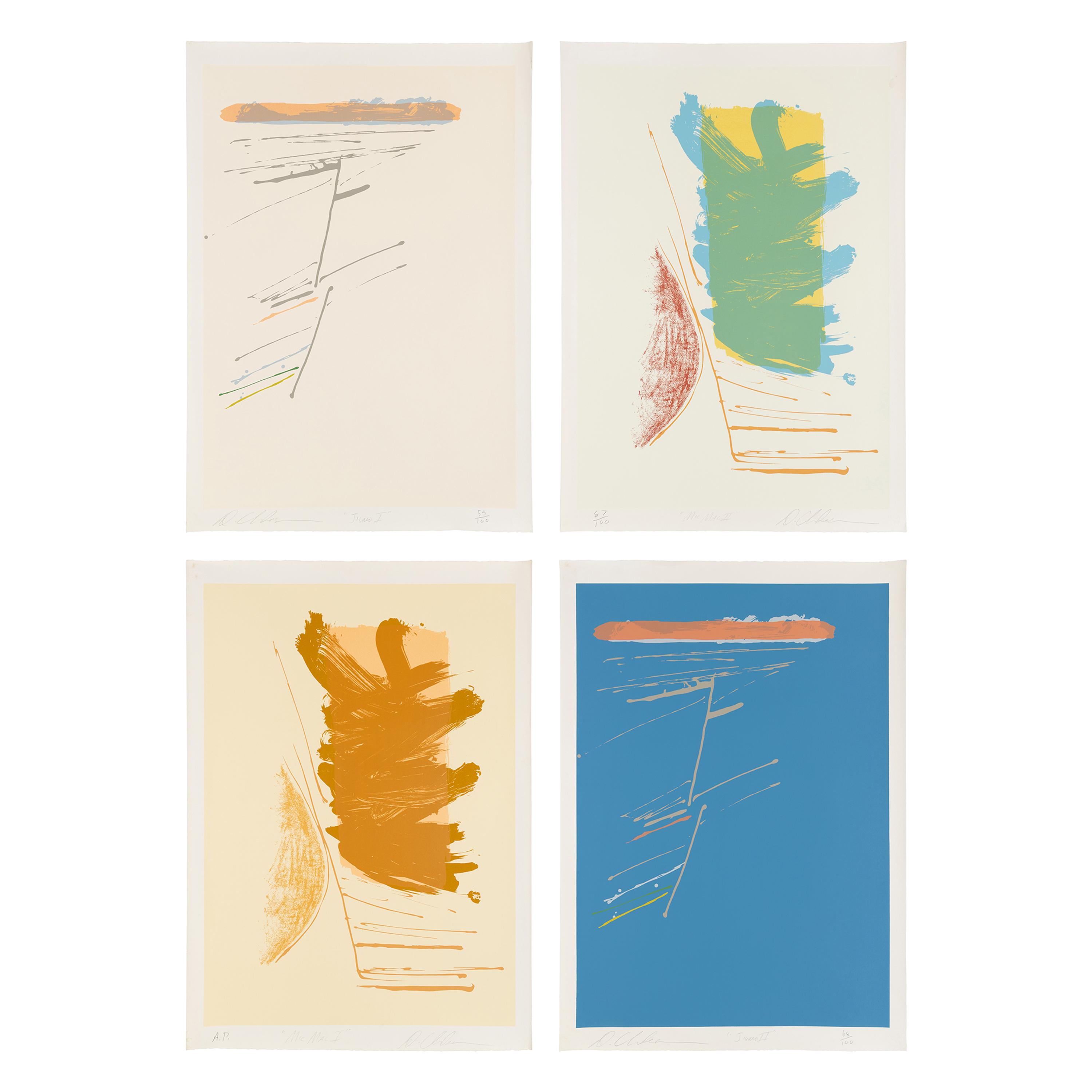Dan Christensen (American, 1942-2007) — Jivaro I, Jivaro II, MicMac I, and MicMac II (four works)