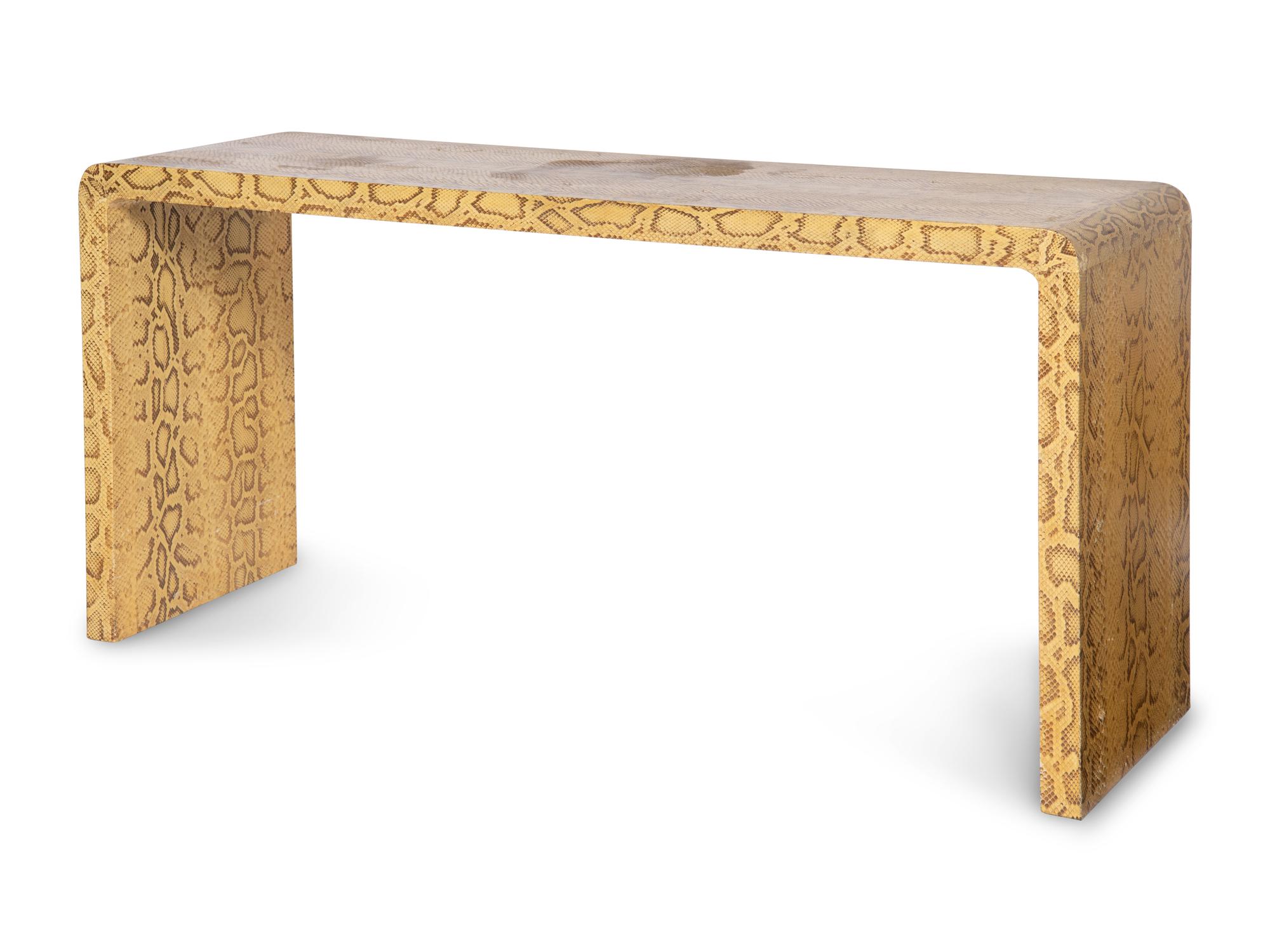 A Karl Springer Python-Veneered Console Table