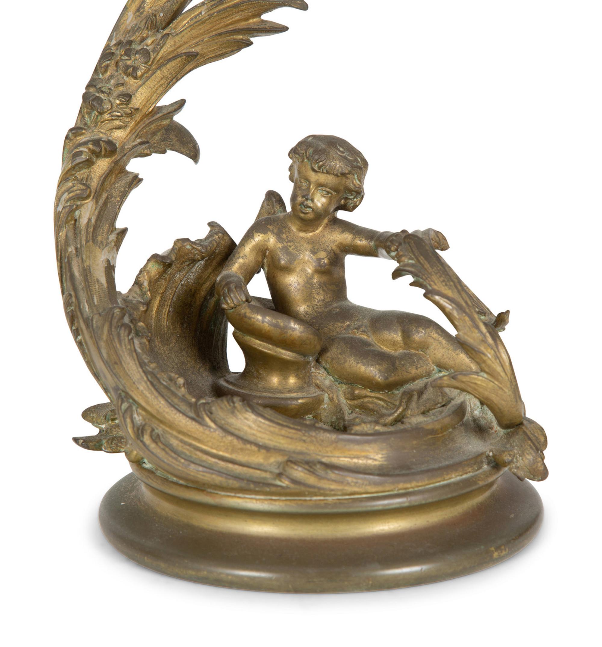 A Rococo Style Gilt Bronze Three-Light Wall Sconce and A Pair of Gilt Bronze Three-Light Candelabra — 19th Century
