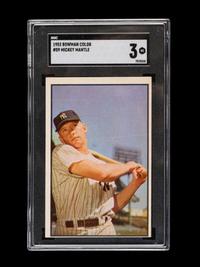 A 1953 Bowman Color Mickey Mantle Baseball Card No. 59, SGC 3
