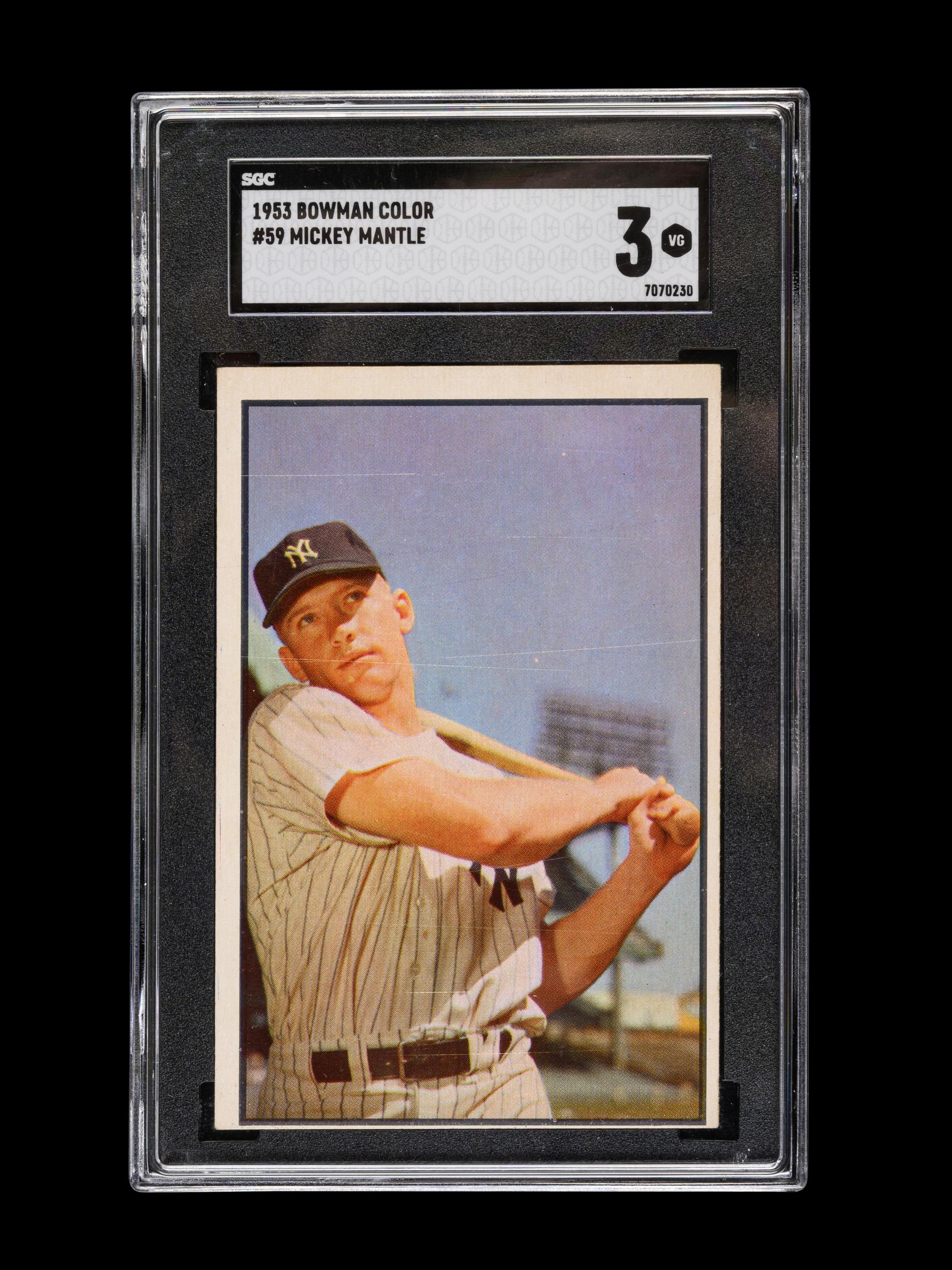 A 1953 Bowman Color Mickey Mantle Baseball Card No. 59, SGC 3