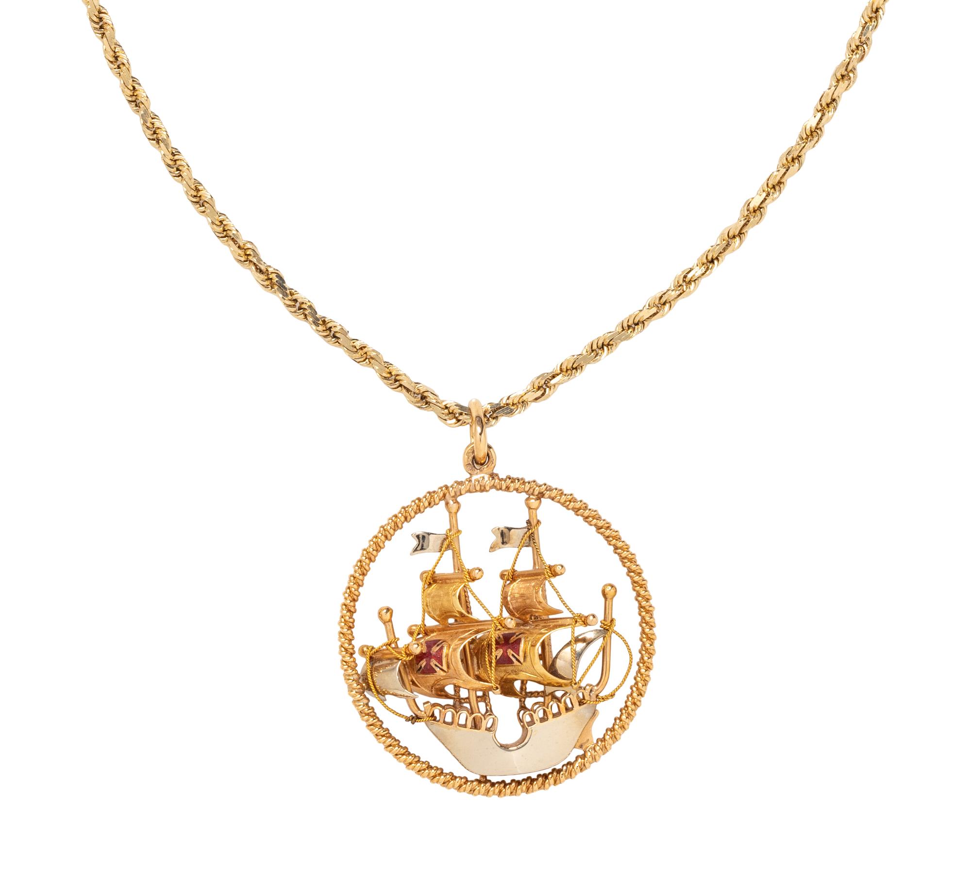 YELLOW GOLD SAILBOAT PENDANT/NECKLACE