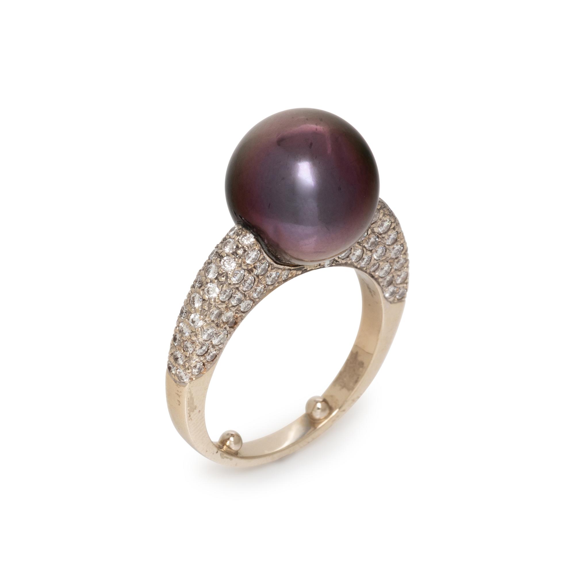 CULTURED TAHITIAN PEARL AND DIAMOND RING