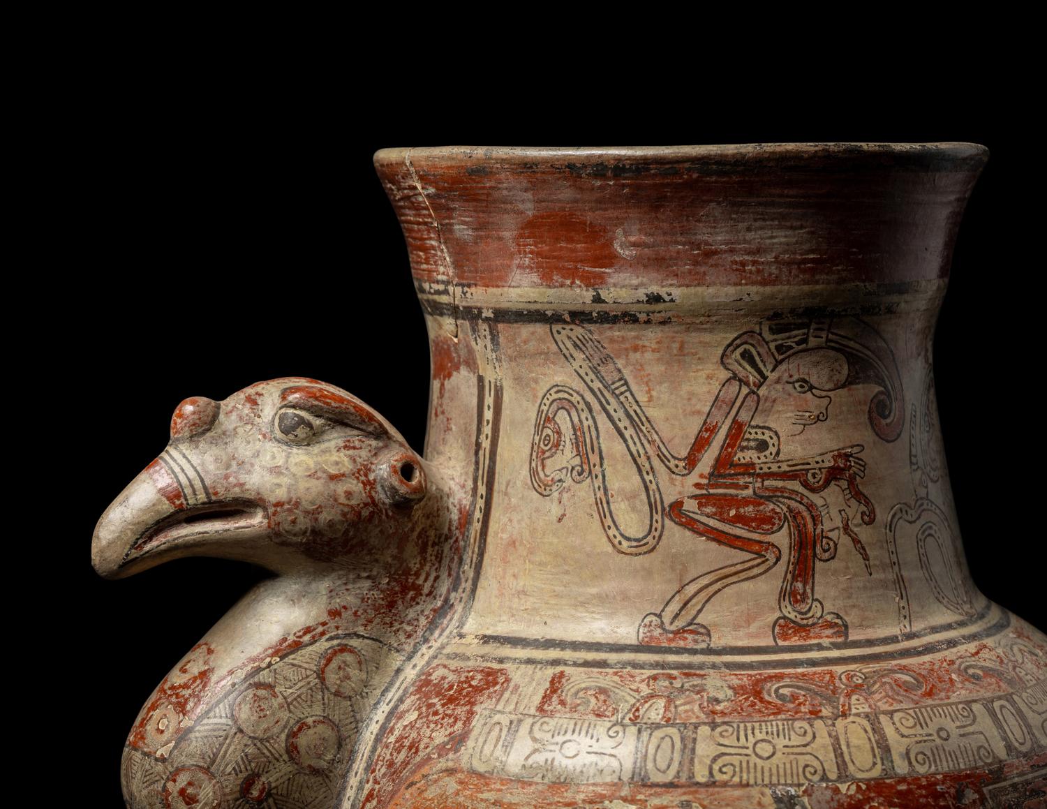 A Nicoya Polychrome Vulture Effigy Vessel