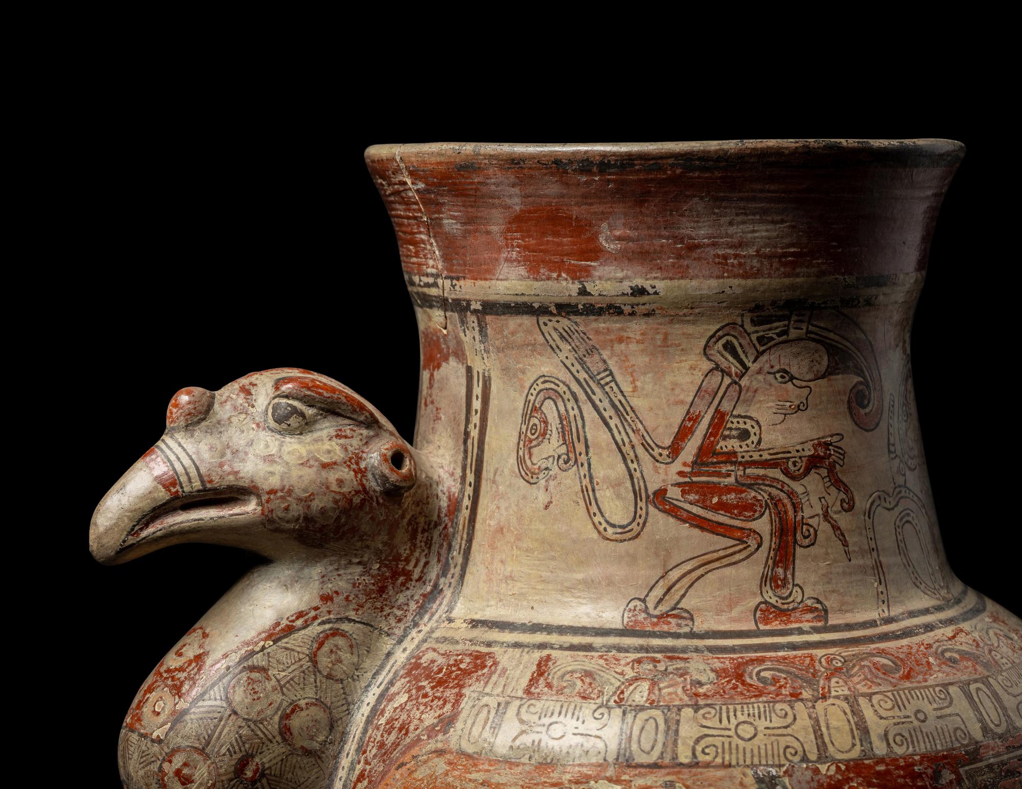 A Nicoya Polychrome Vulture Effigy Vessel