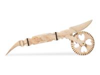 A Scrimshaw Baleen and Whale Tooth Heart-Decorated Pie Crimper and Server, 19th Century