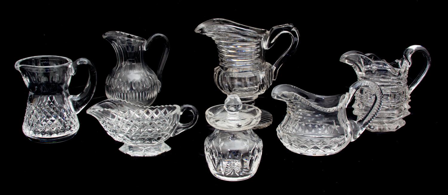 A Group of Seven Cut Glass Table Articles Height of tallest 6 inches. — 19TH/20TH CENTURY