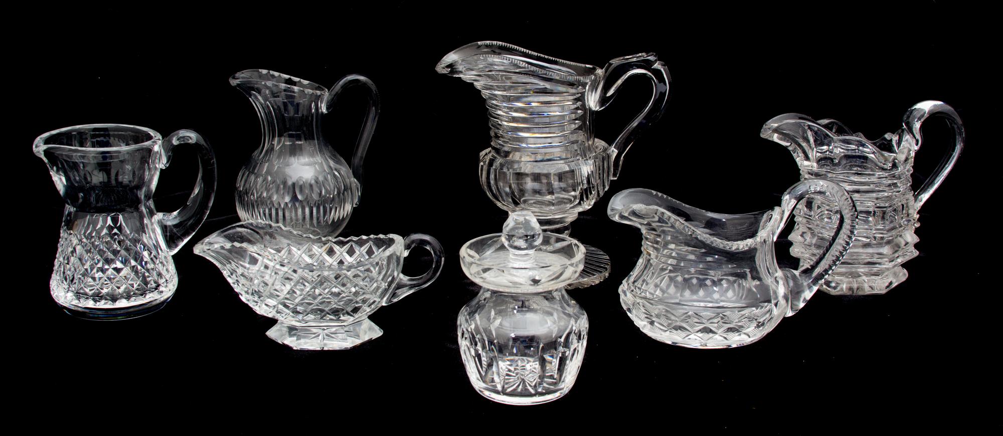 A Group of Seven Cut Glass Table Articles Height of tallest 6 inches. — 19TH/20TH CENTURY