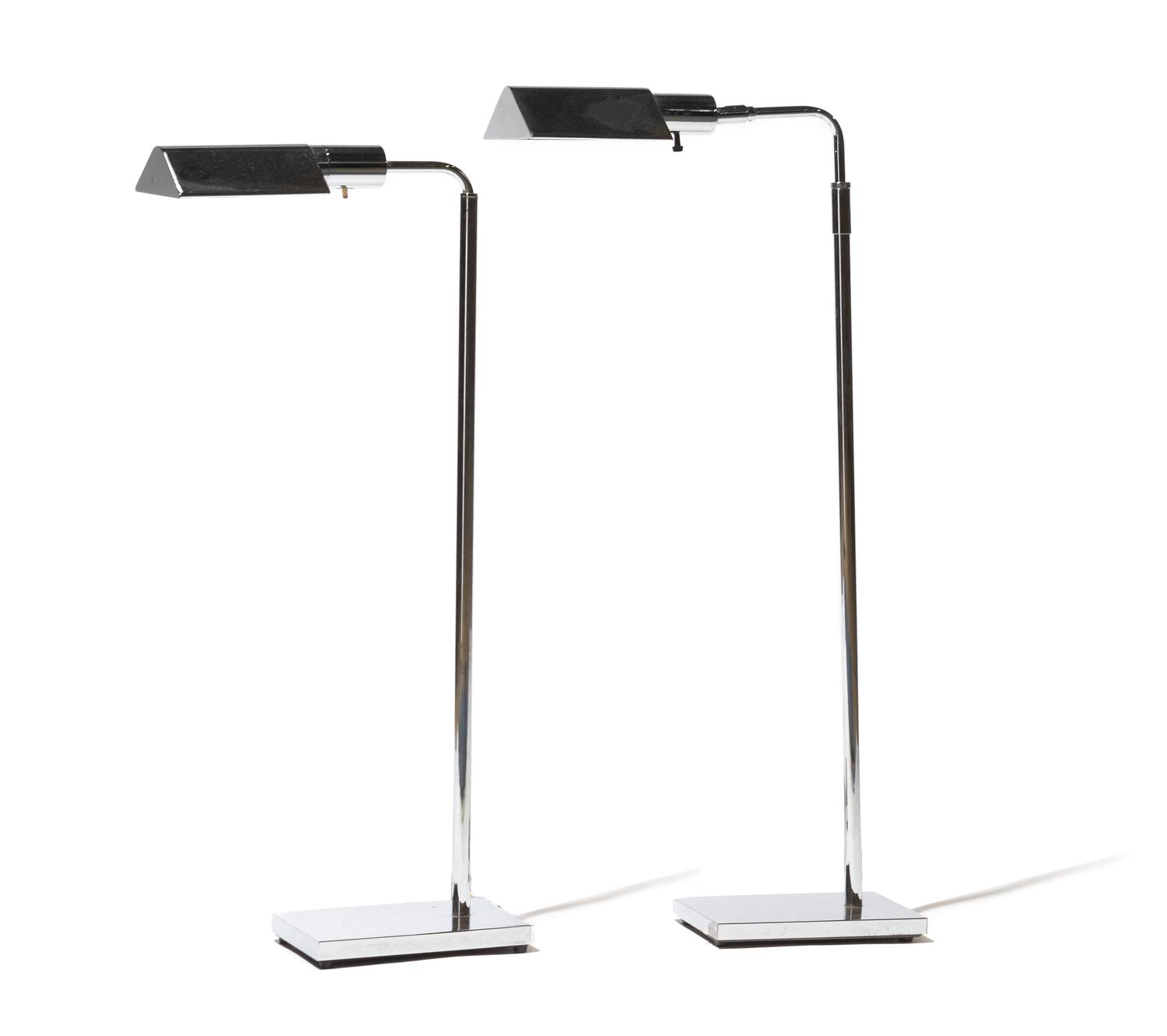 Koch & Lowy, SECOND HALF 20TH CENTURY, a pair of chromed OMI floor lamps