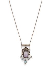 RUSSIAN, STIL MODERN, SILVER, AMETHYST AND AQUAMARINE NECKLACE