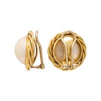Yellow Gold and Simulant Mabé Pearl Earrings