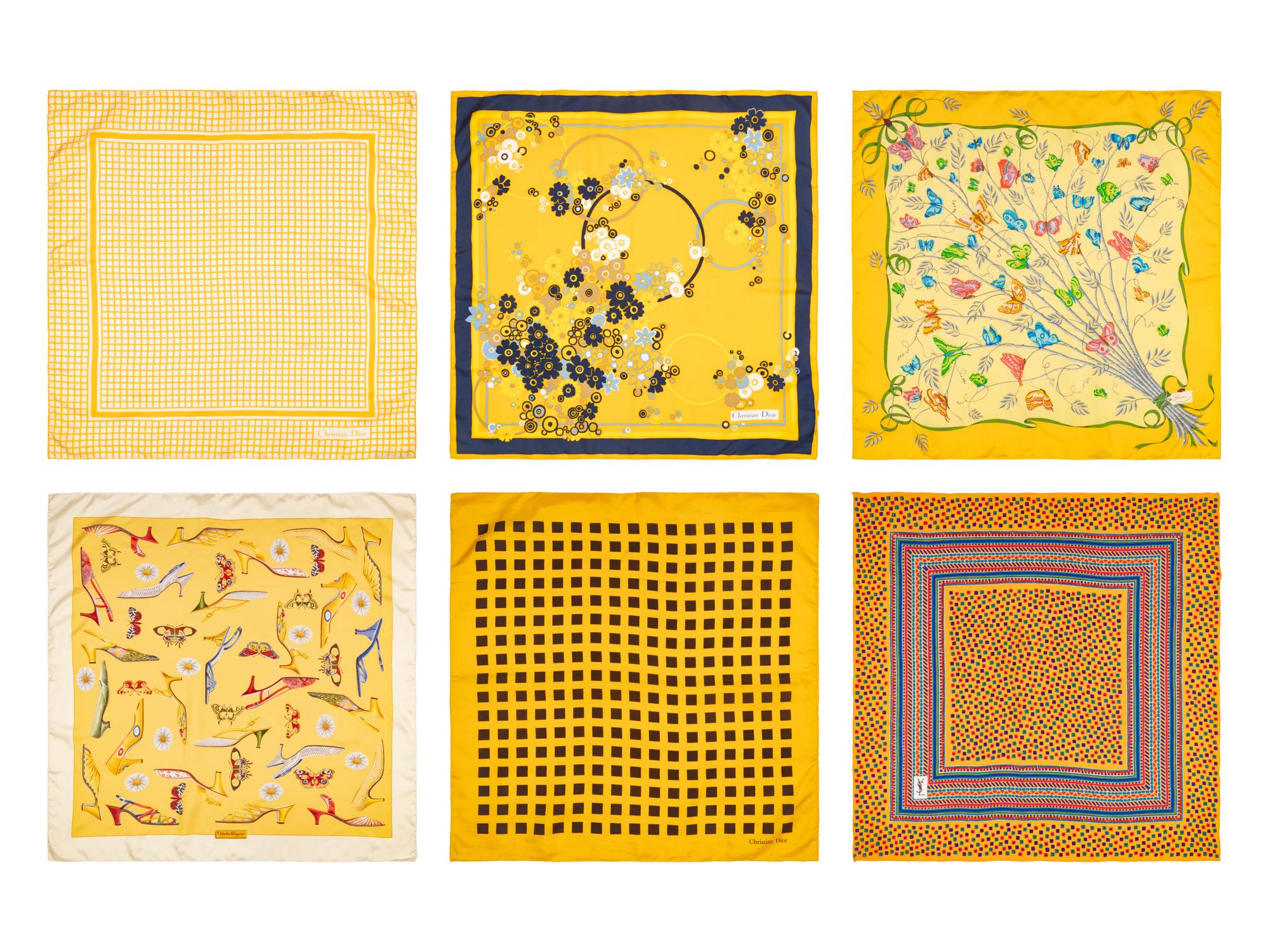 Six Designer Silk Scarves