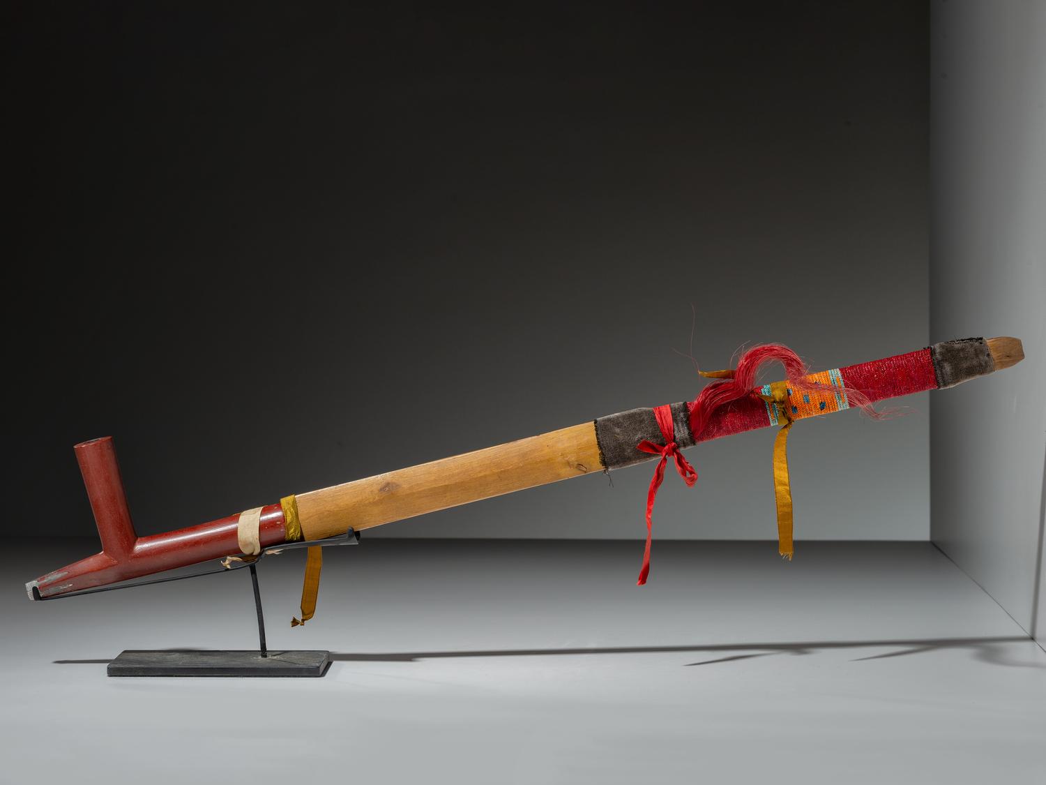 Sioux Quilled Pipe Stem, with Catlinite Bowl