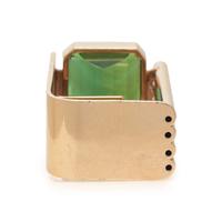 YELLOW GOLD, GREEN TOURMALINE AND DIAMOND RING